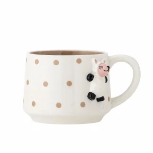 Becher Steingut mit Punkten und Tierfigur, Ø 9,5 cm, 8 cm hoch – Bloomingville Dolly